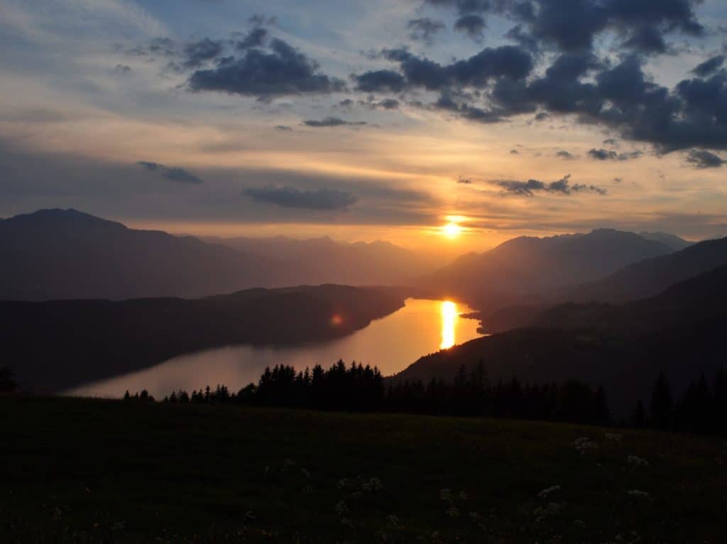 Sunset over the Millstätter See in Austria